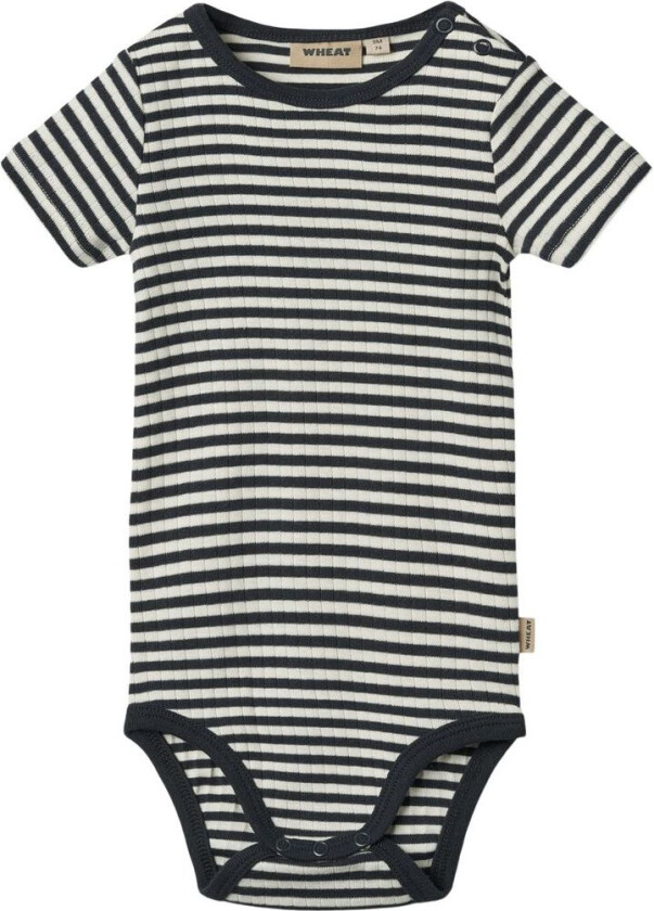 GOTS Edvald Baby Body Navy Rib Stripe | Marineblå | 80 cm