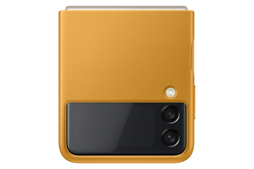 Leather Cover for Z Flip 3 Mustard