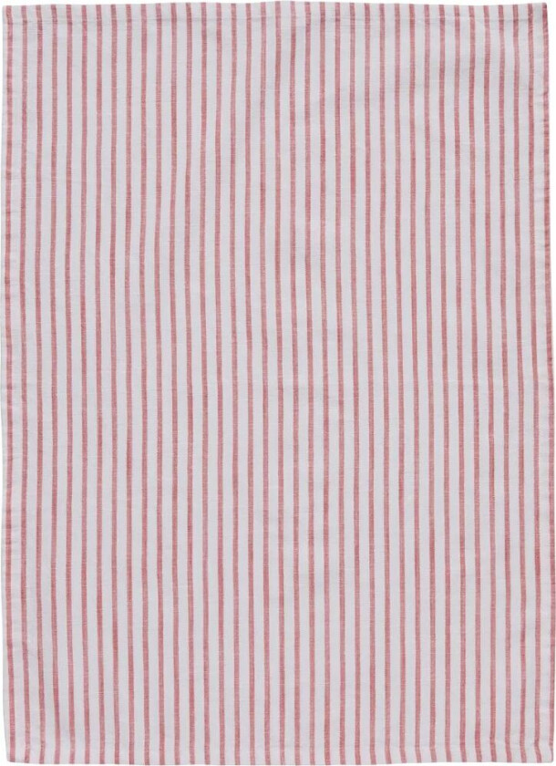 Olivia kjøkkenhåndkle, smale striper 50x70 cm Off White-Dark Coral
