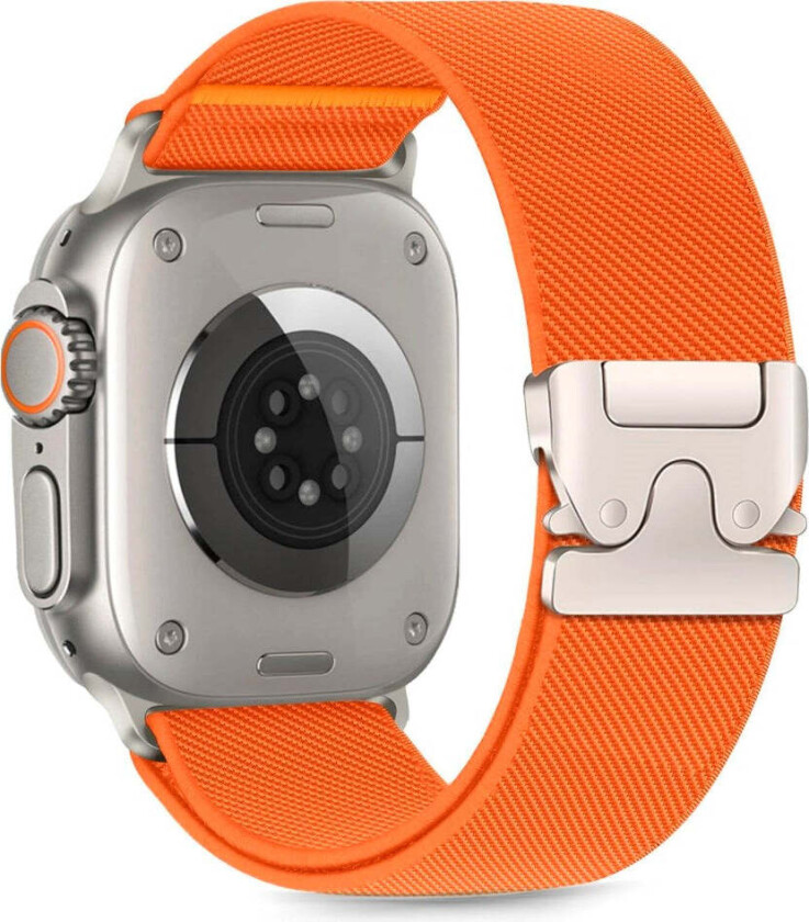 Bilde av Apple Watch (42 / 44 / SE / 45 / 46 / 49mm) Tech-Protect Nylon Rem m. Metallås - Oransje