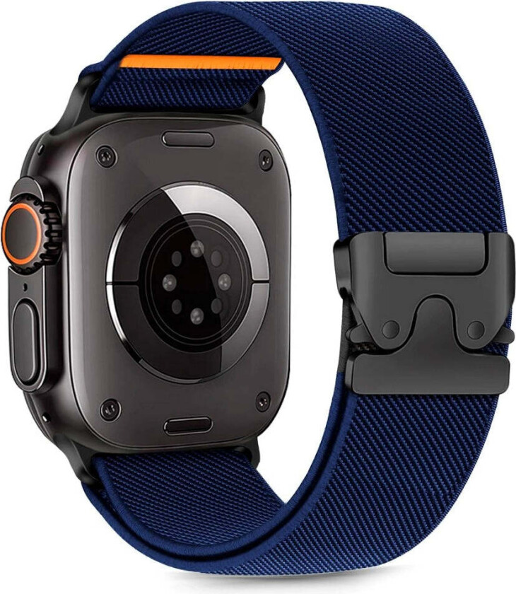 Bilde av Apple Watch (42 / 44 / SE / 45 / 46 / 49mm) Tech-Protect Nylon Rem m. Metallås - Blå