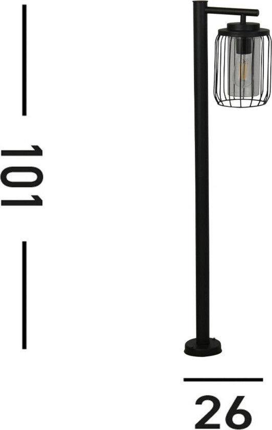 Veilampe med siv, IP44, svart, høyde 100 cm, metall