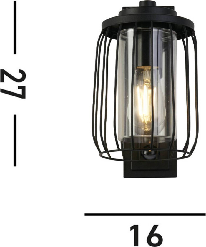 Reed utendørs vegglampe, IP44, svart, metall