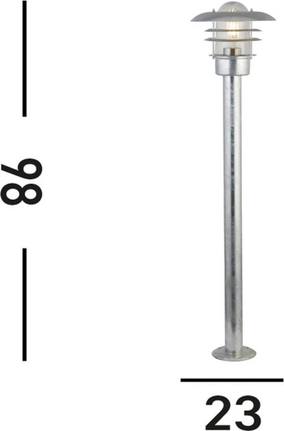 Veilampe X Conrad, sølv, IP44, høyde 51 cm, stål