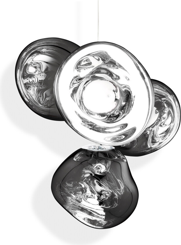 Melt Chandelier Small, Chrome, Incl. LED 4x6W 3000K, Dimmable - Lysekroner - Sølv