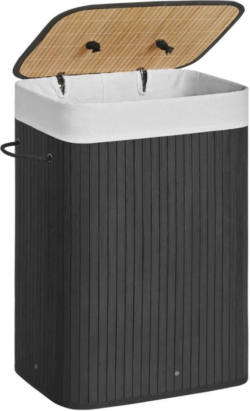 Sammenleggbar klesvaskkurv i svart bambus - 72 liter