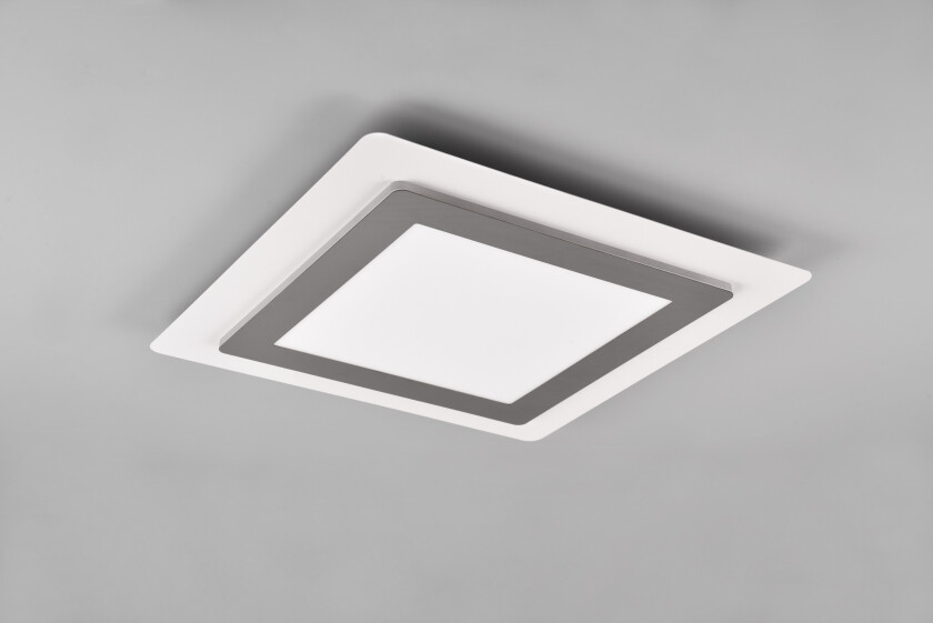 Morgan LED Plafond 45x45 cm hvit/børstet stål