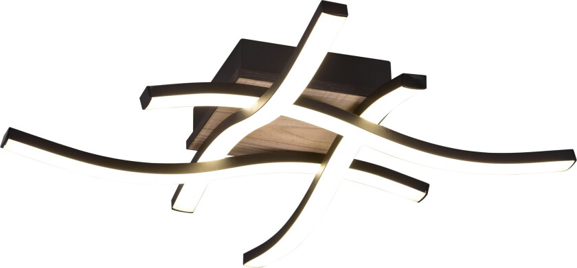 Trio Lighting Route LED taklampe 4L matt svart/tre