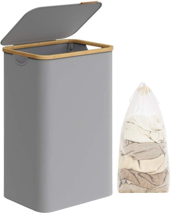 Stor skittentøyskurv 90L med lokk i Dove Grey
