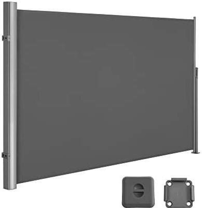 Grå sidemarkise 180x300 cm for balkong & terrasse