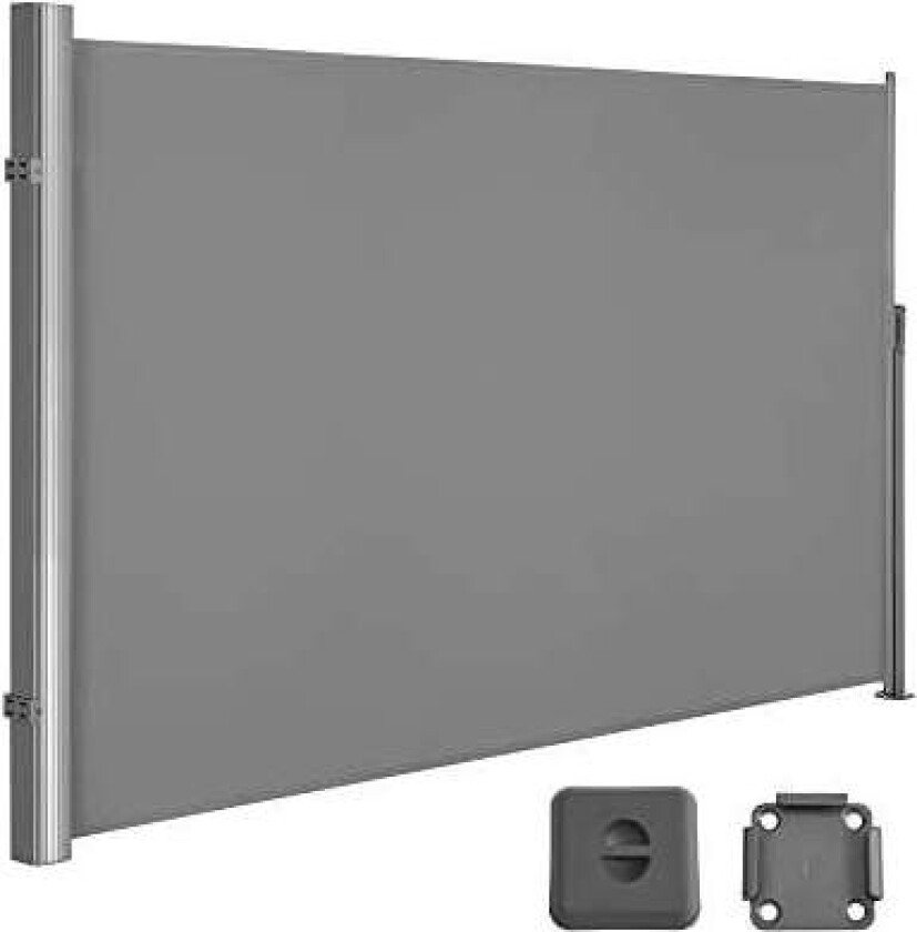 1,8 x 3,5 m (H x L), sidemarkise for balkong, uteplass, terrasse og hage, med gulvmontering, personvern, solskjerming, sidegardi