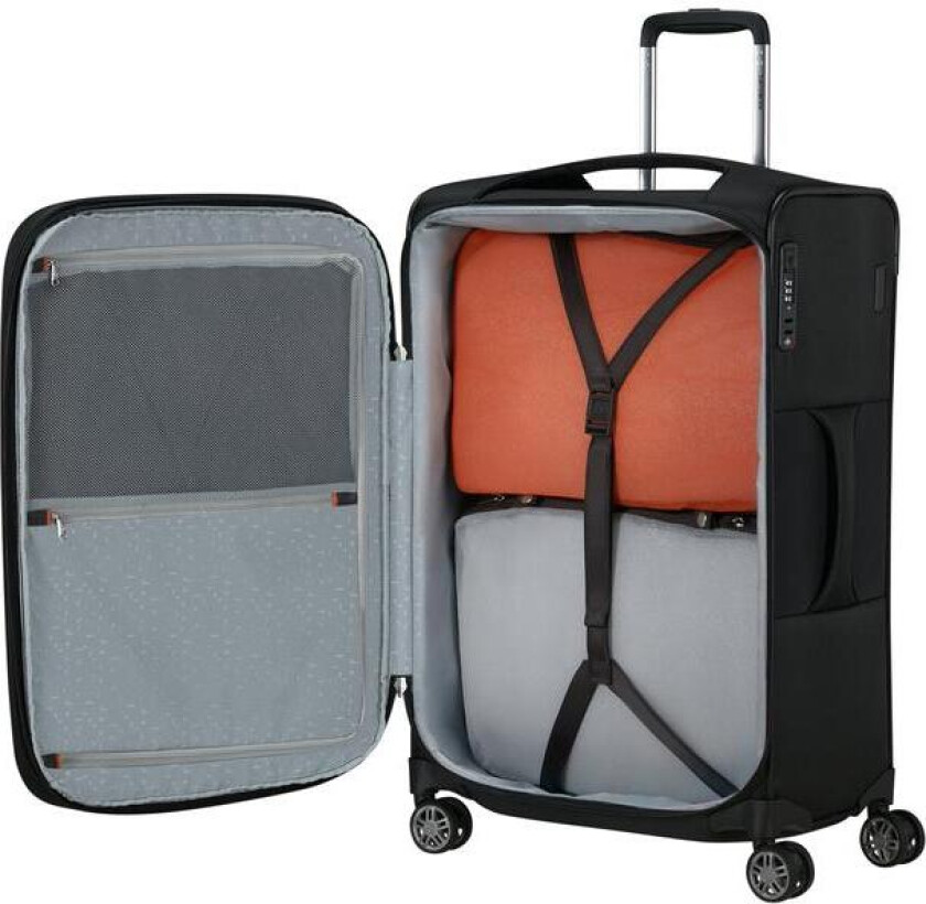 Re-Lite myk Utvidbar koffert med 4 hjul 67 cm Svart