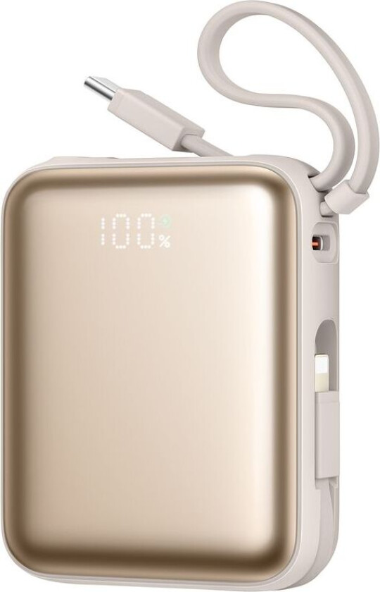 22,5 W Powerbank 10000 mAh Hurtiglading med Doble Kabler - Titan