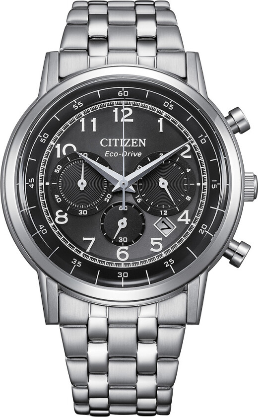 Eco-Drive Chronograph CA4630-53E - Kvarts - Sølv - Herreklokker - Rustfritt stål - ledd m/pin - Mineral