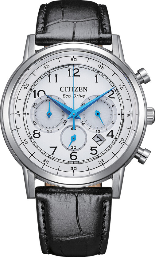 Eco-Drive Chronograph CA4630-02A - Kvarts - Sølv - Herreklokker - Skinn - Mineral