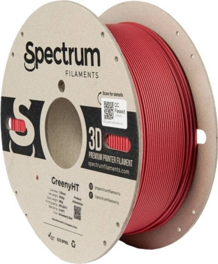 Spectrum Filaments 80702 Greenyht Filament Pla-Plast Varmebestandig, Høj Grad Af Stivhed, Mat 1.75 Mm 1000 G Rød 1 Stk