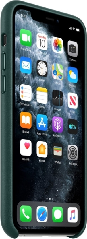 Baksidedeksel For Mobiltelefon - Lær - Skoggrønn - For Iphone 11 Pro