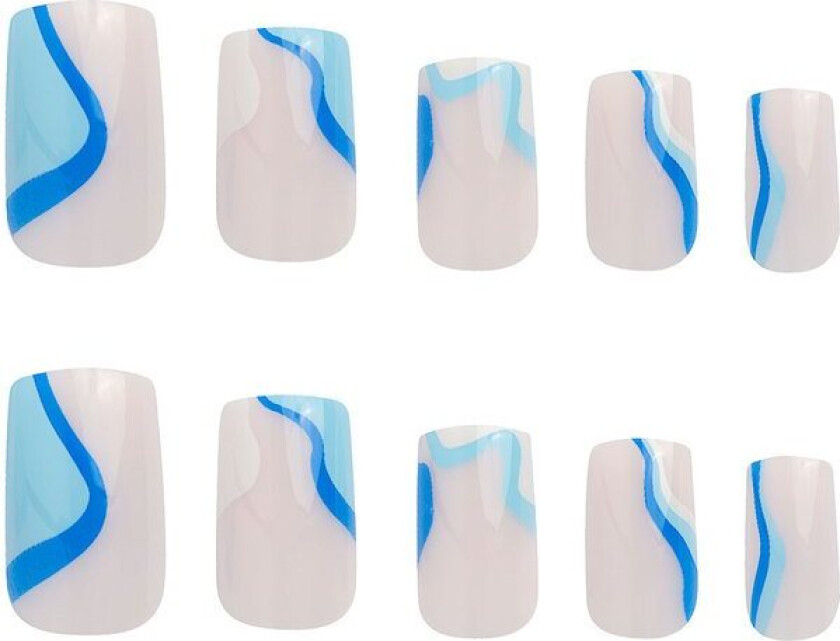 Sunday Blues Square Nails 24pcs