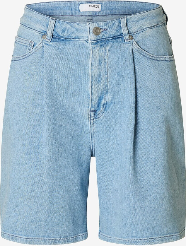 Jeans-shorts slfAnya-gry HW Pleat - Blå