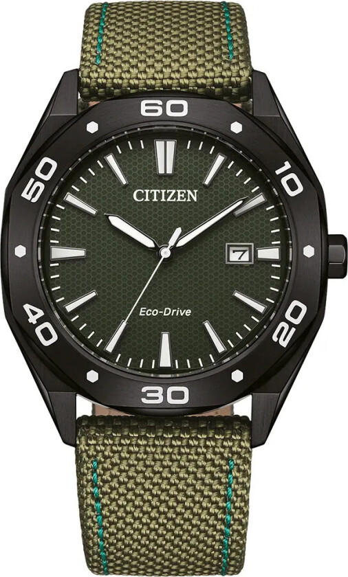 Eco-Drive Sport BM7635-01X - Kvarts - Sort - Herreklokker - Stoff - Mineral