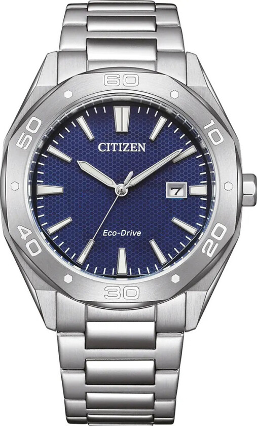 Eco-Drive Sport BM7631-52L - Kvarts - Sølv - Herreklokker - Rustfritt stål - ledd m/pin - Mineral