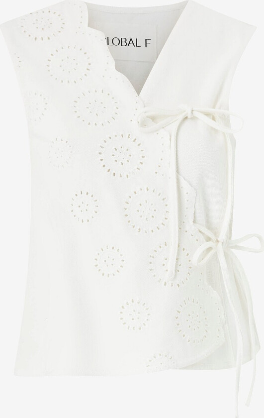 Topp Ciana Scallop-g - Hvit