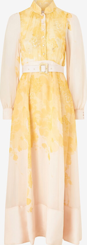 Maxikjole Organza Belt Dress - Gul