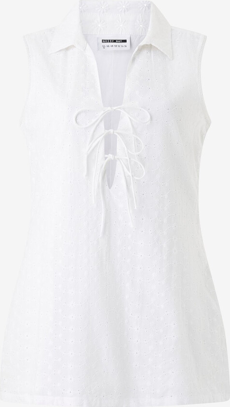 Kjole nmSommer Short Broderie Dress - Hvit