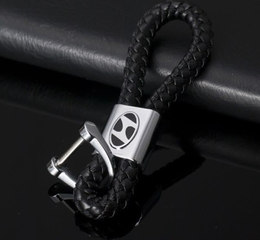 Hyundai Flettet Lær Nøkkelring (svart, One Size) IC