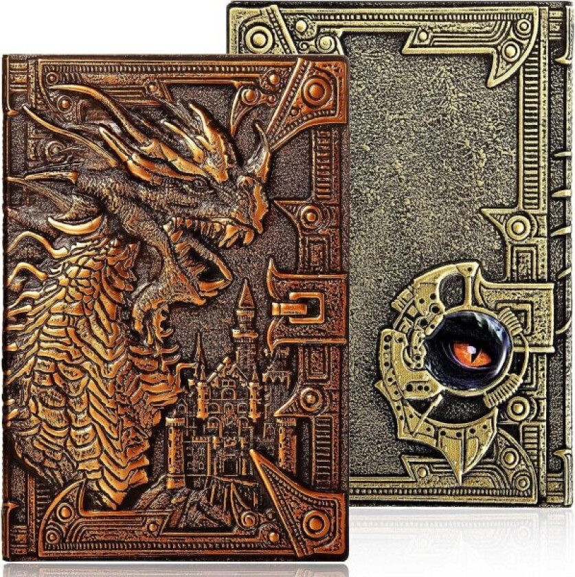 2 stk. Dragon Skinn Journal Dragon Skinn Notebook Preget Skinn Journal Vintage Skrivebok Antik (Rød Bronse, Grønn Bronse)