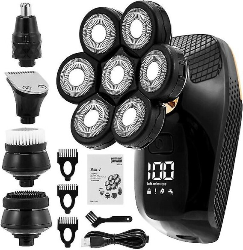 Elektrisk barbermaskin for menn 7d Uavhengig 7 Cutter Flytende hode Vanntett elektrisk barbermaskin (Farge: 5 i 1)