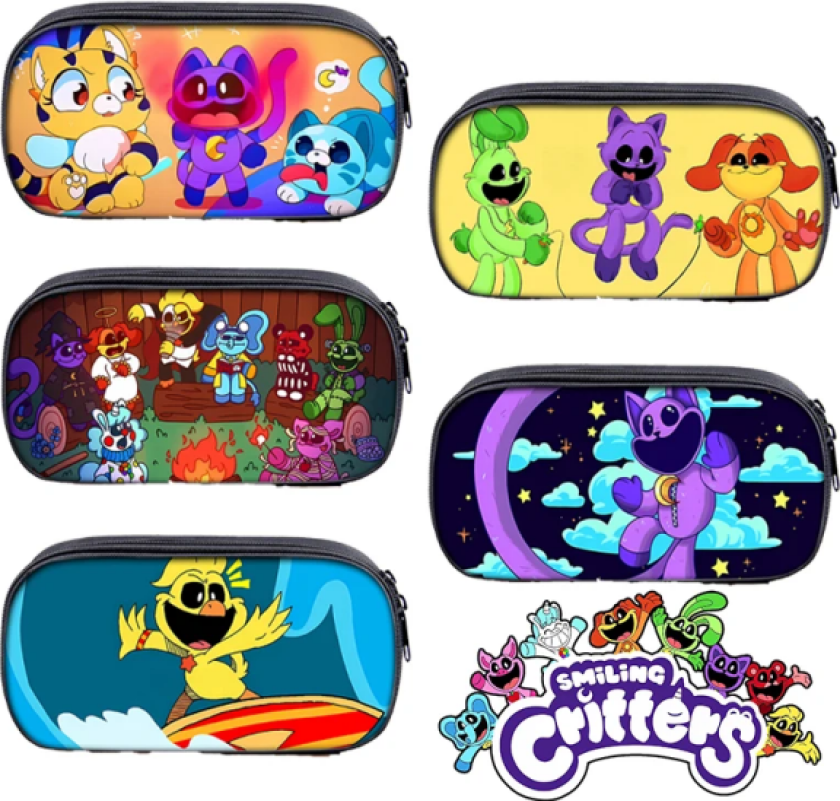 Smiling Critters Penal Anime Pennvesker Barn Spill Tegneserie Høykapasitet Terylene Pennal Barn Skoleutstyr Ny Gave
