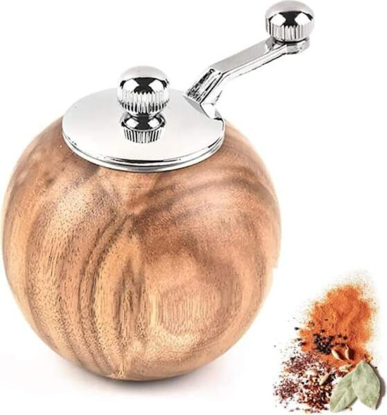 Salt- og pepperkvern, manuell salt- og pepperkvern i tre, påfyllbar med keramiske kverner