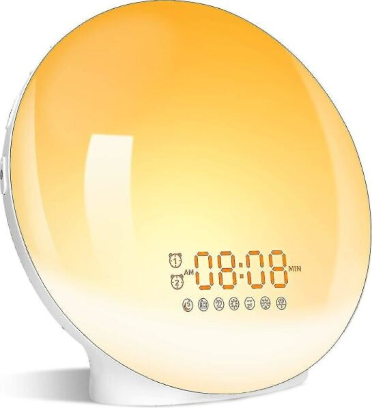 Humanmade Vekkerklokke Vekkelyset Med Soloppgang Solnedgang Simulering Dobbel Alarm Sengelampe Nattlampe Snooze-funksjon Fm-radio 7 Naturlige lyder 7 Fargerike