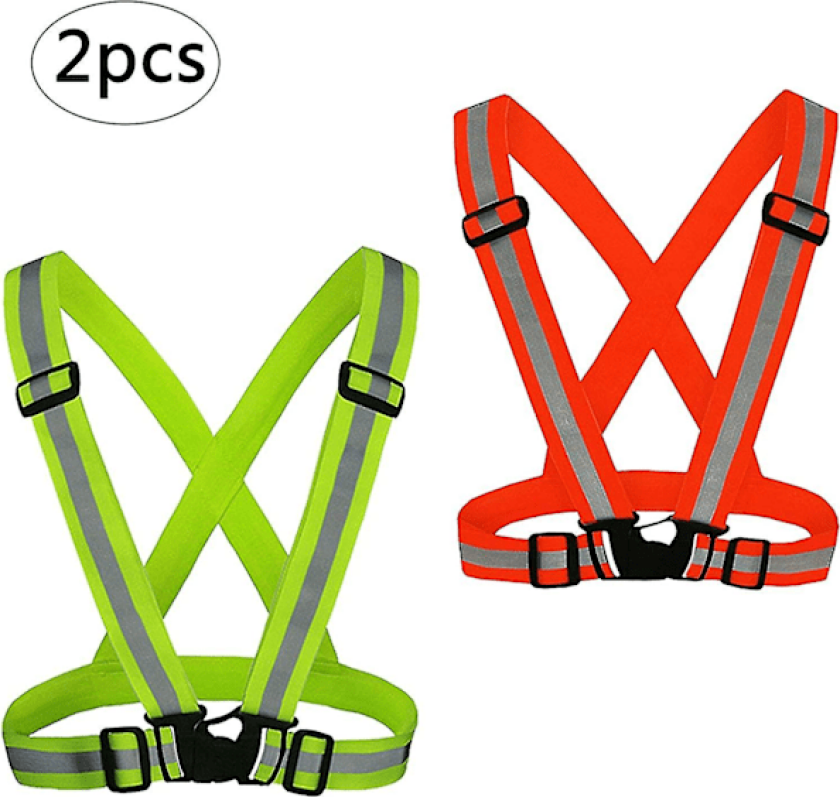 2 stk Refleksvest Sikkerhets Fluorescerende Sele Justerbar Høy Synlighet Armbånd For Sykling Løping Gåing Jogging Motorsykkel