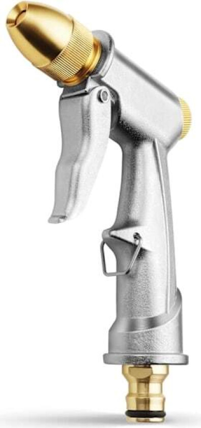 Metall vannpistol, høytrykks metall vannpistol, kraftig hagevannpistol med messingdyse for bilvask, rengjøring, hage- og plenvanning