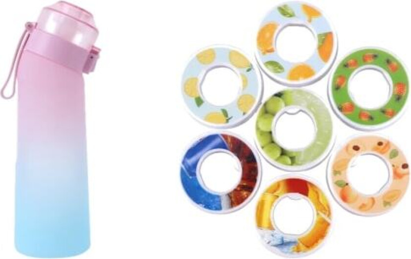 Smaksatt vannflaske med 7 pods Air Water Up Bottle Frosted Black 650 ml Air Startup Sett Vannkopp for camping sport, Gradient rosa