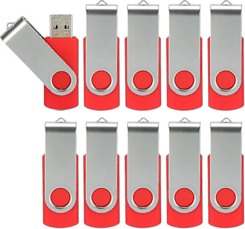 10-pak USB-minne USB 2.0 tomt Bulk-pak Roterbar minnepinne Viktig lagring Jump Drive Zip Drive 10-pak Rød
