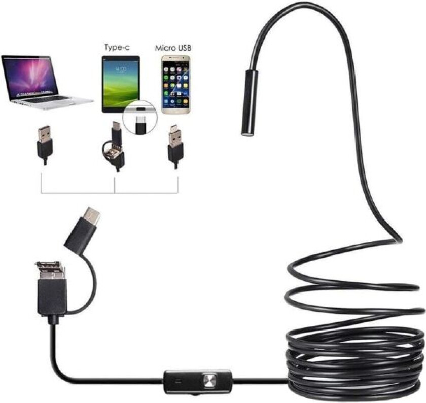 7 mm 3-i-1 Boreskop Inspeksjonskamera for Android USB Type-C