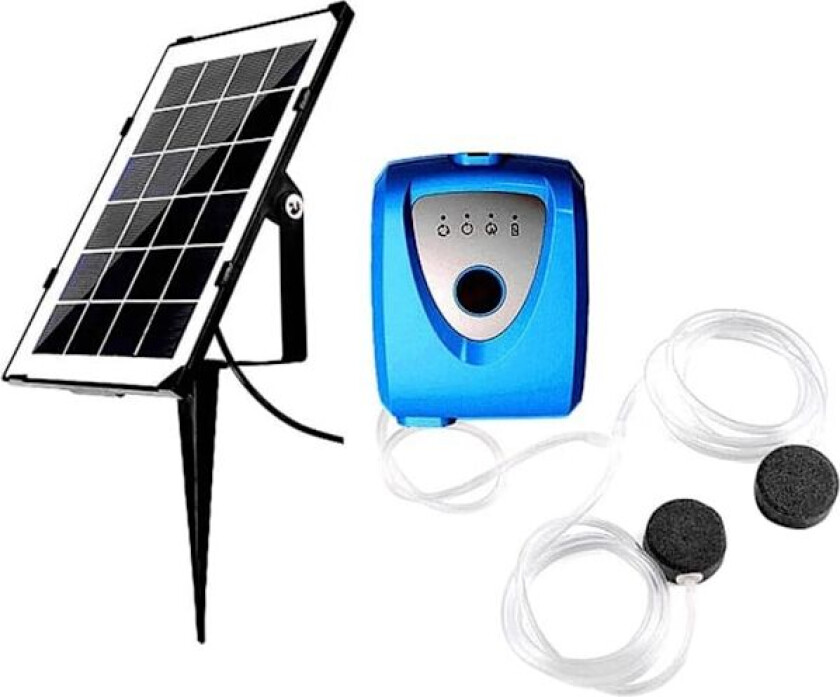 Bilde av Solar Luftpumpe, Akvariumlufter, Damlufter, med Akvarium Oksygenslange og Luftstein (Blå)