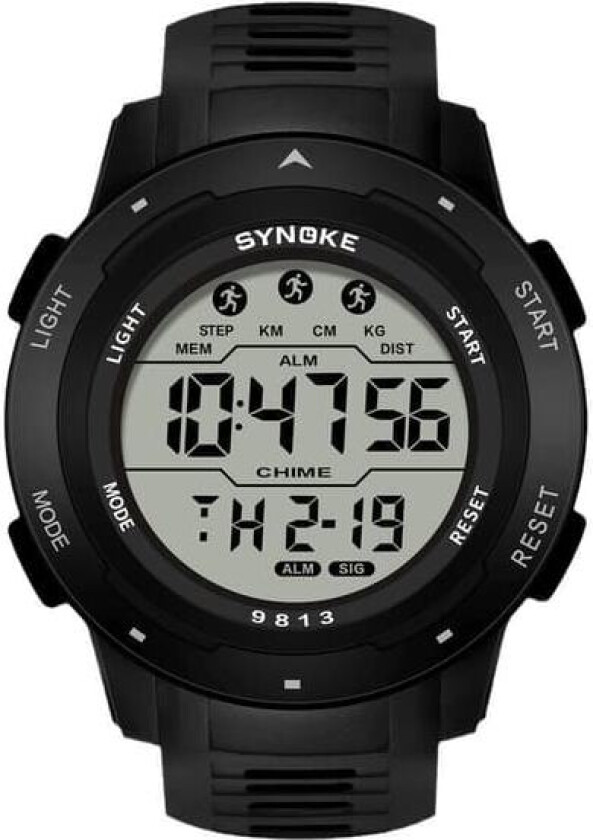 {NT}Digitalt armbåndsur for fotturer med WR50M vanntetthet og alarmfunksjon - Svart