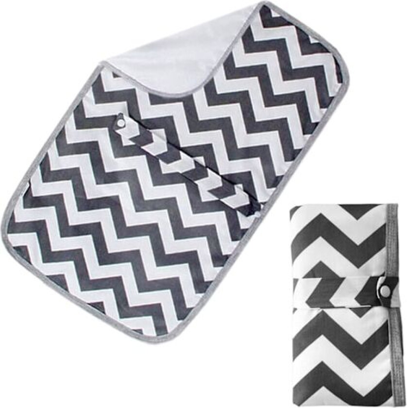 Bærbar vanntett stellematte for baby, sammenleggbar stellematte for reiser, stelleunderlag, stellematte, svart bølge