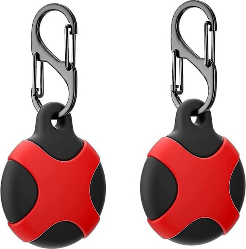 2-pak beskyttende deksel, silikon nøkkelring, kompatibel med Airtag beskyttende deksel (svart + rød)