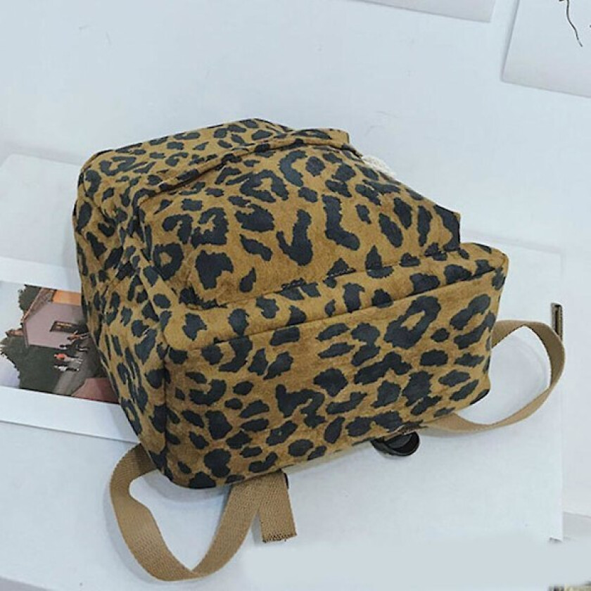 Kvinners jenter Ryggsekk Leopard Print Stor Kapasitet Glidelås Mote for Skole Reise