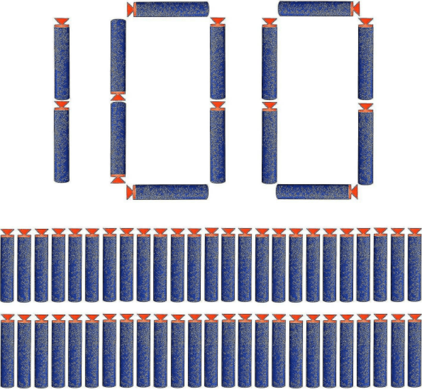 100 stk 7,2 cm sugekopp-piler etterfyllingskuler skum piler tilbehør til Nerf N-strike Elite-serien (sugekopp)