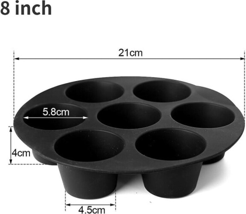 Hull Airfryer, Silikon Muffinsform, Airfryer Tilbehør, Kakeform, Mikrobølgeovn Silikon Bakeform A 8 tommer