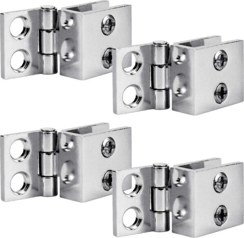 4 stk hengsler for glassdør, klipshengsel for kjøkkenmøbler, utstillingsvindu, dusj, 0 graders kobberstøtte for skapdøråpningsvinkel