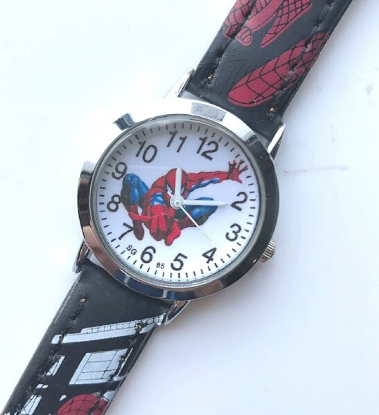 Barn Gutter Spiderman Quartz Klokke Armbåndsur svart