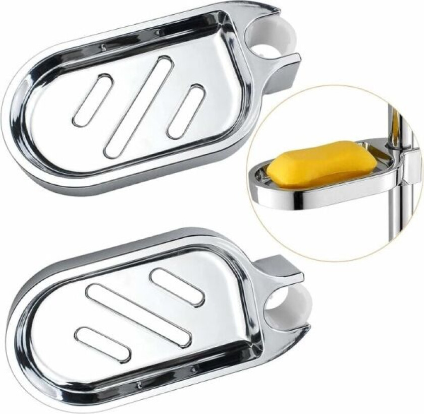 2 stk Dusjhylle uten boring, ABS Plast Dusjsåpekopp, Vis