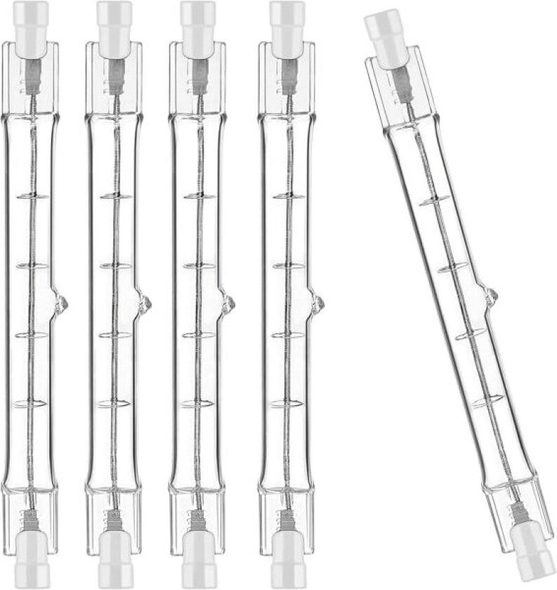 Pakke med 5 R7S halogenpære 118mm 200W 230V, R7S halogenstang 118mm, R7S halogenpære dimbar halogenstanglampe